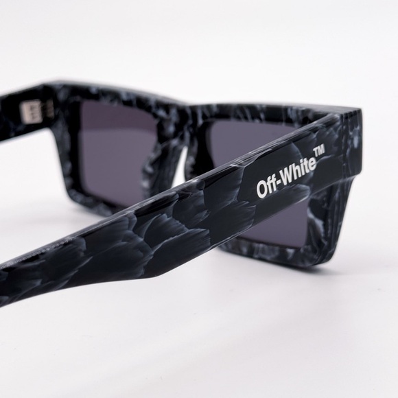 NEW OFF-WHITE NASSAU 107 BLACK MARBLE SUNGLASSES SQUARE OERI017 1107 EYEWEAR - Picture 8 of 11